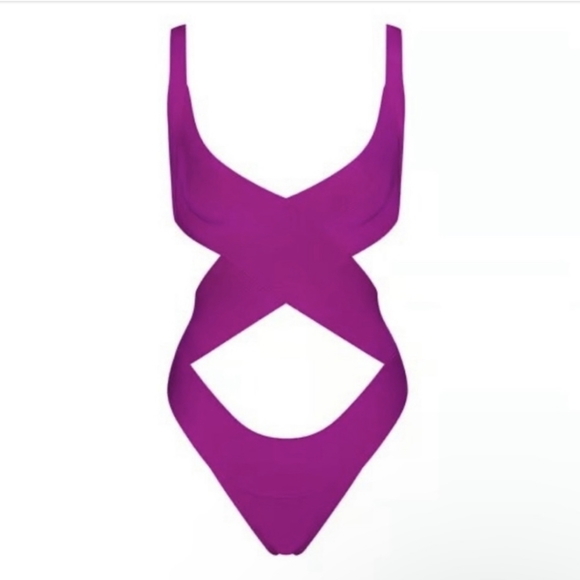 NWT SKIMS KNIT BEACHWEAR MONOKINI IN LOLLIPOP - Picture 1 of 8